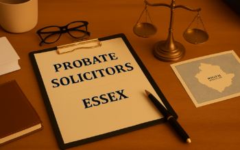 Professional probate solicitor in Essex meeting clients to discuss wills, inheritance, and estate administration in a modern office setting.