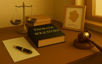 Professional probate solicitor in Suffolk advising clients on estate administration, wills, and inheritance matters in a modern office setting.