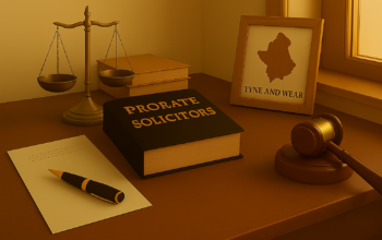 Professional probate solicitor in Tyne and Wear advising clients on estate administration, wills, and inheritance matters in a modern office setting.