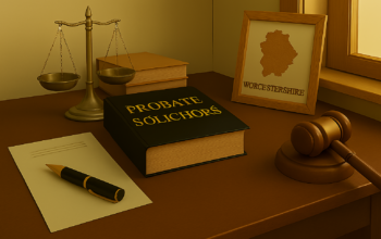 Professional probate solicitor in Worcestershire advising clients on estate administration, wills, and inheritance matters in a modern office setting.
