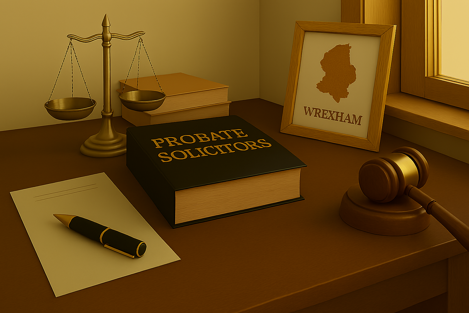Professional probate solicitor in Wrexham advising clients on estate administration, wills, and inheritance matters in a modern office setting.