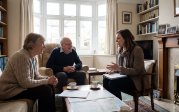 Couple discussing what is a capital protection trust with a solicitor in an office