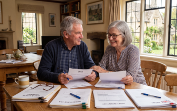 Older couple reviewing estate planning documents to help reduce inheritance tax and protect family wealth