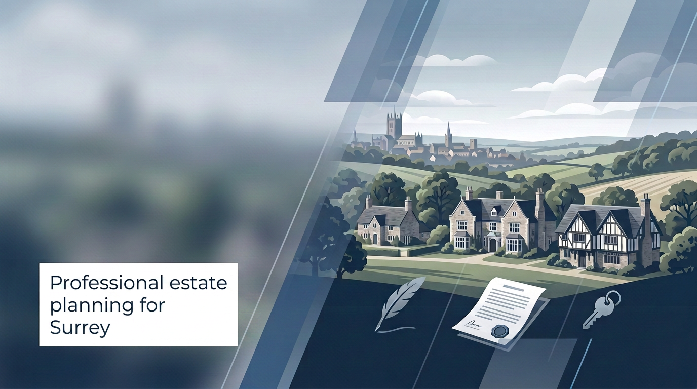 Estate planning guidance for families in Surrey, covering Wills, LPAs, trusts, property, farms, land and Inheritance Tax.