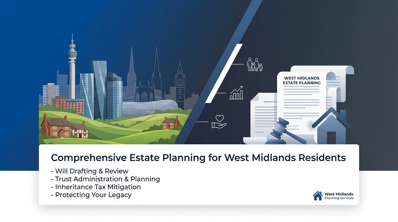 Professional estate planning website banner for the West Midlands