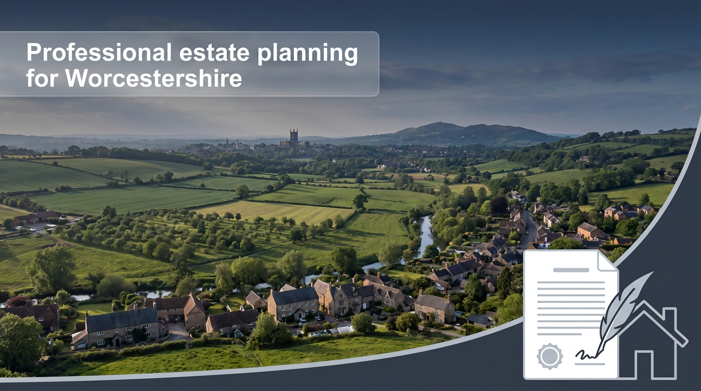 Estate planning guidance for families in Worcestershire, covering Wills, LPAs, trusts, farms, property, land and Inheritance Tax.